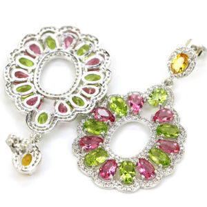 Sterling Silver Multi Gemstone Pierced Earrings